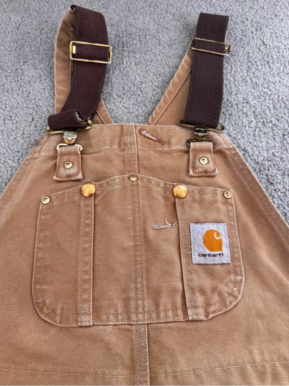 Carhartt Bib Overalls Brown Duck Canvas Double Knee 32x30